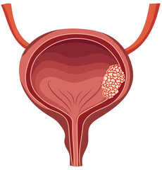 Human Bladder Cancer or Urinary Anatomy Organ Illustration