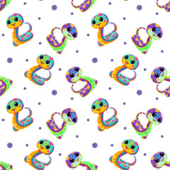 Snake pattern, peas, cartoon, bright, flat