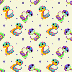 Snake pattern, peas, cartoon, bright, flat