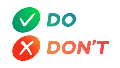 Do and dont sign modern gradient style on white background vector 10 eps