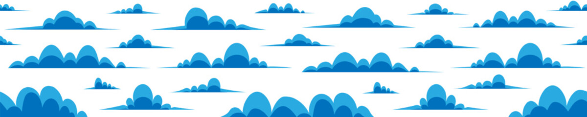 Sky clouds vector pattern illustration cartoon style. Nature abstract wallpaper