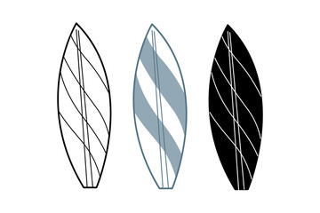 Doodle set with tree surfboards. Clip art for your projects.