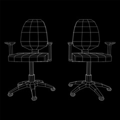 Office chair. Furniture for office Interior. Wireframe low poly mesh vector illustration.