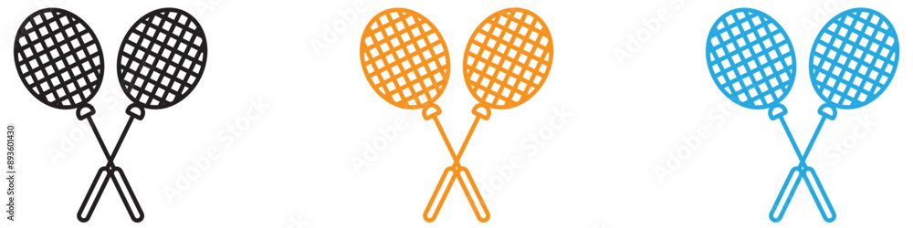 Poster badminton racquet icon vector logo set collection for web app ui