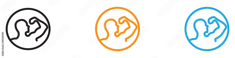 Poster biceps icon vector logo set collection for web app ui