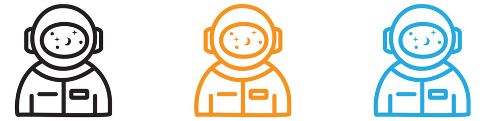 Astronaut or cosmonaut icon vector logo set collection for web app ui