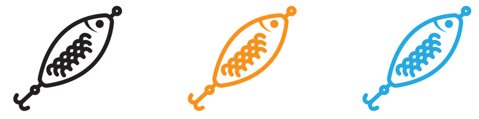 Bait Fishing Minnow icon vector logo set collection for web app ui