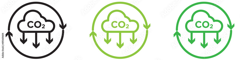 Poster co2 gas carbon dioxide icon vector logo set collection for web app ui