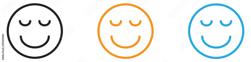 Poster calm emoji icon vector logo set collection for web app ui