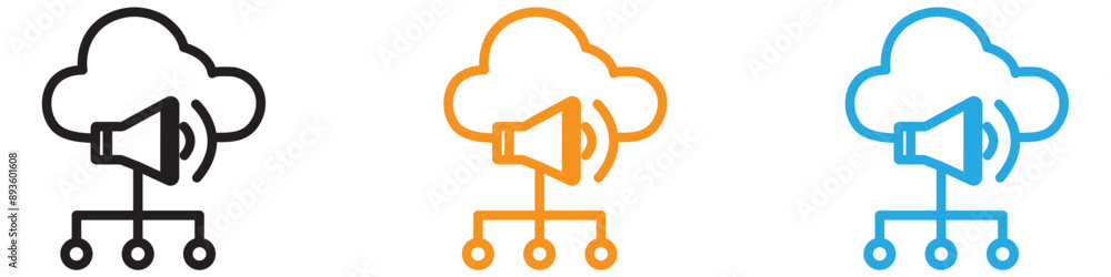 Poster cloud marketing icon vector logo set collection for web app ui