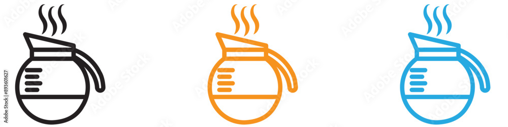 Poster coffee pot icon vector logo set collection for web app ui