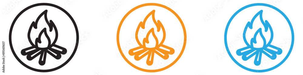 Aufkleber campfire icon vector logo set collection for web app ui