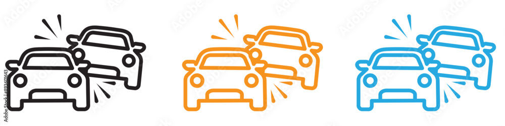 Poster car accident icon vector logo set collection for web app ui