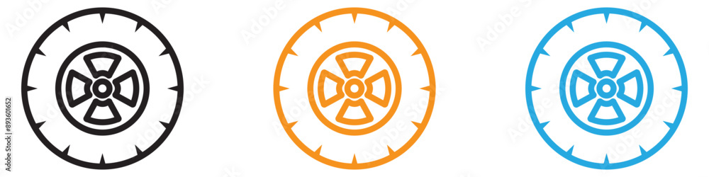 Poster car wheel icon vector logo set collection for web app ui