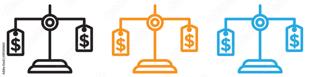 Poster compare price icon vector logo set collection for web app ui