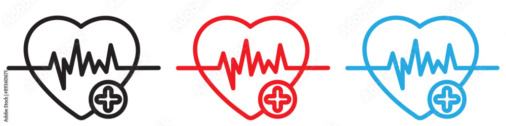 Poster cardiology icon vector logo set collection for web app ui