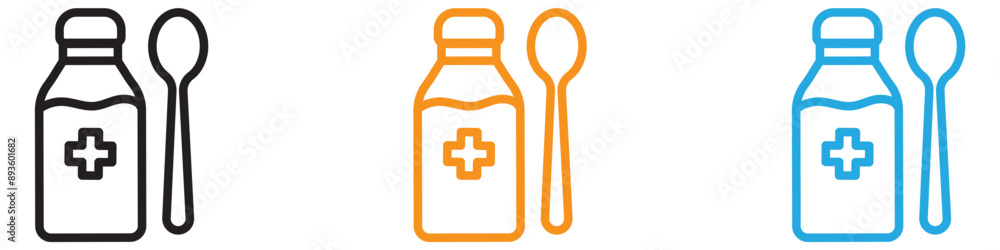 Poster cough syrup icon vector logo set collection for web app ui