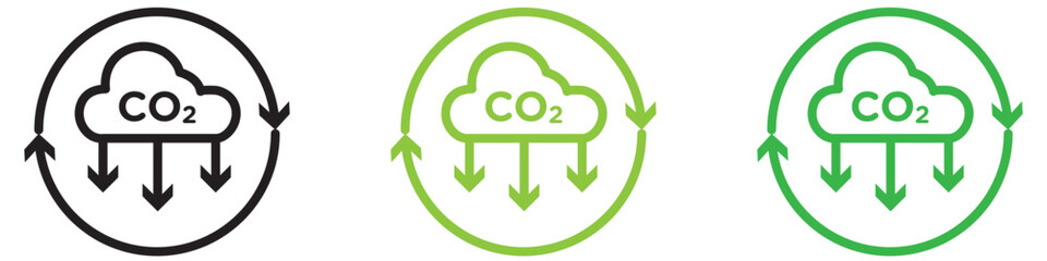 co2 gas carbon dioxide icon vector logo set collection for web app ui