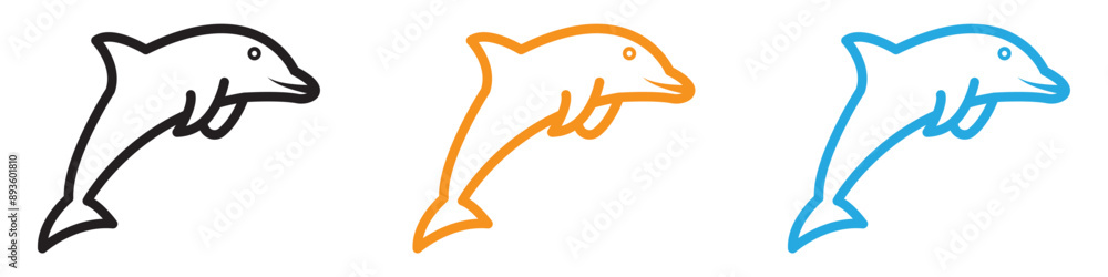 Poster dolphin icon vector logo set collection for web app ui