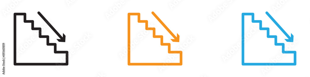 Poster downstairs icon vector logo set collection for web app ui
