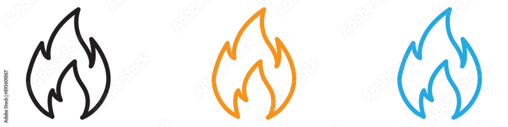 Aufkleber flame fire icon vector logo set collection for web app ui