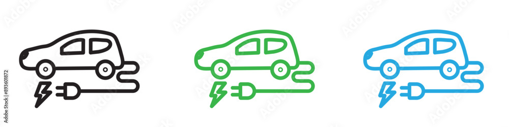 Poster electric vehicle icon vector logo set collection for web app ui