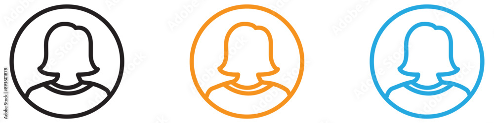Poster female avatar icon vector logo set collection for web app ui