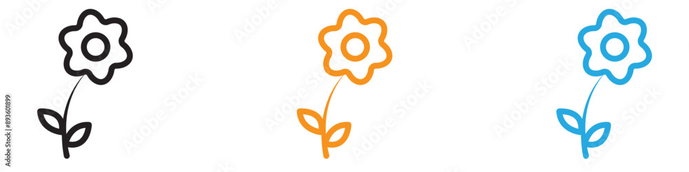 Poster flower icon vector logo set collection for web app ui
