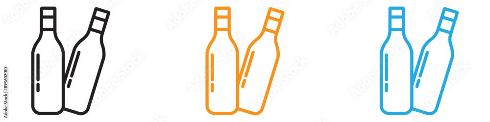 Poster glass bottle icon vector logo set collection for web app ui