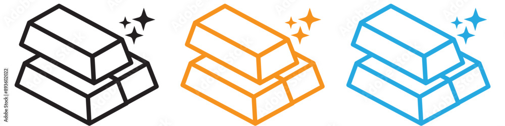 Aufkleber gold bars icon vector logo set collection for web app ui