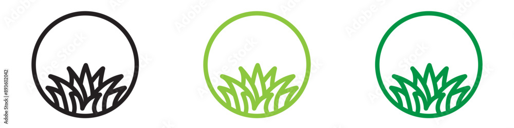 Poster grass icon vector logo set collection for web app ui
