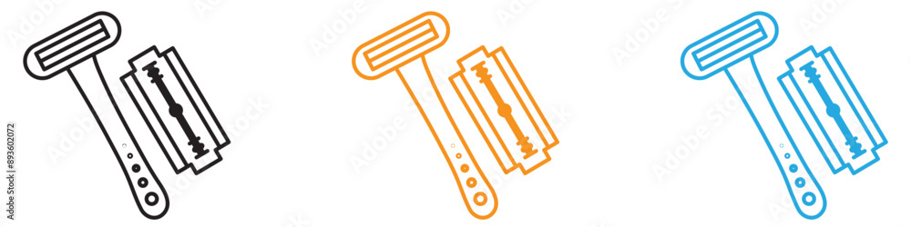 Poster hair removing razor icon vector logo set collection for web app ui