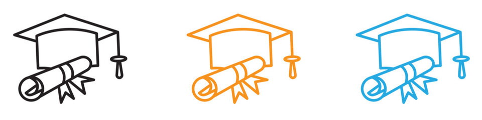 Graduation icon vector logo set collection for web app ui