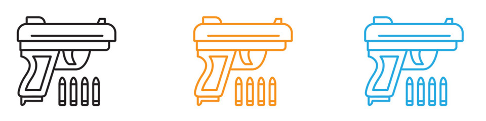 Gun with ammunition icon vector logo set collection for web app ui