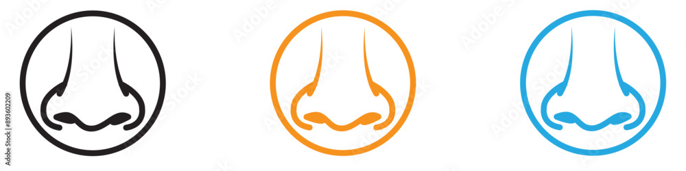 Poster human nose icon vector logo set collection for web app ui