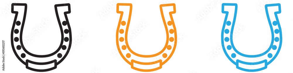 Poster lucky horseshoe icon vector logo set collection for web app ui