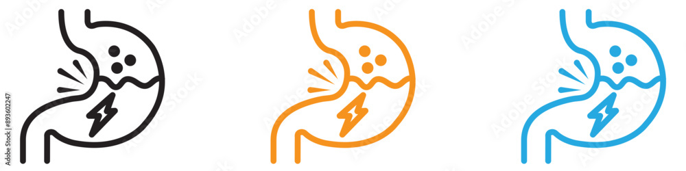 Poster indigestion icon vector logo set collection for web app ui