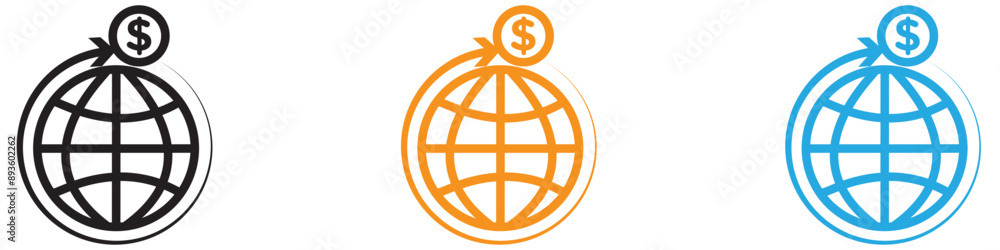 Poster international money transfer icon vector logo set collection for web app ui