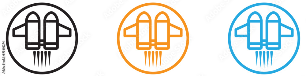 Poster jet pack icon vector logo set collection for web app ui