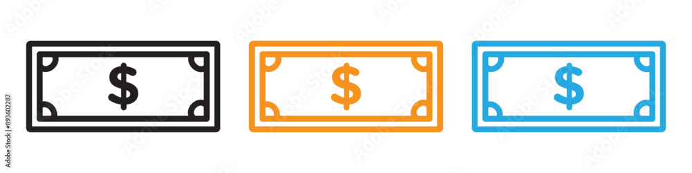Poster money icon vector logo set collection for web app ui