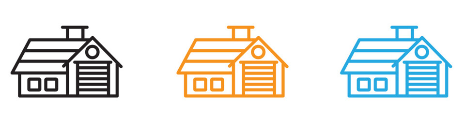 house with garage icon vector logo set collection for web app ui