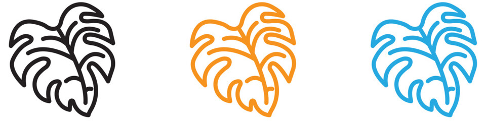 Monstera leaves icon vector logo set collection for web app ui