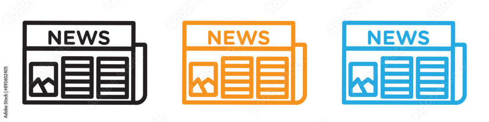 Poster newspaper icon vector logo set collection for web app ui