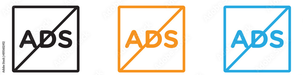 Poster no ads icon vector logo set collection for web app ui