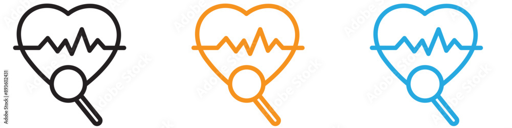 Poster pulse heart check up icon vector logo set collection for web app ui