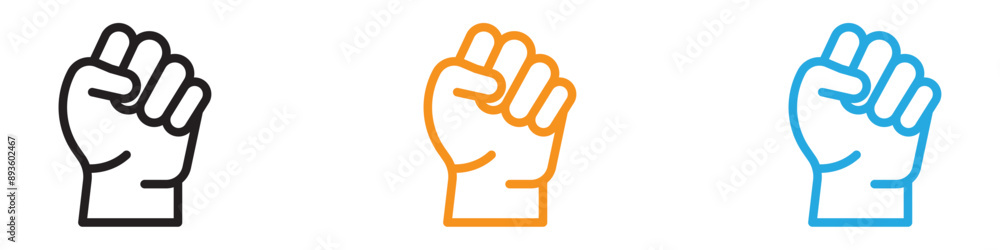 Poster raised fists icon vector logo set collection for web app ui