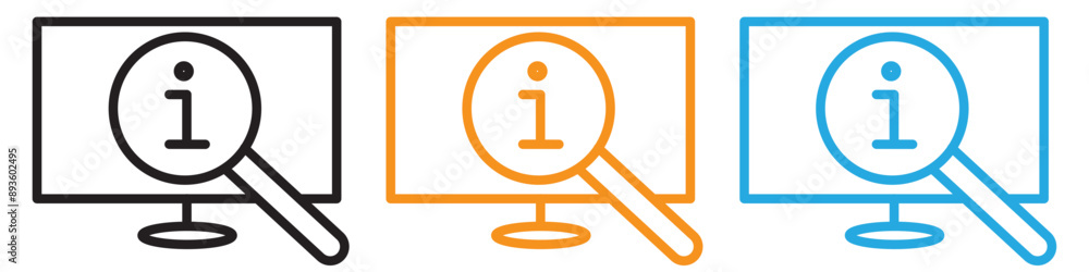 Poster researching information online icon vector logo set collection for web app ui