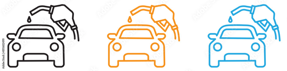 Poster refueling car icon vector logo set collection for web app ui