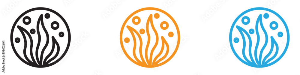 Poster seaweed icon vector logo set collection for web app ui