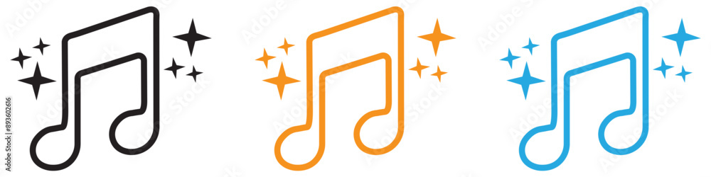 Poster semiquaver note icon vector logo set collection for web app ui